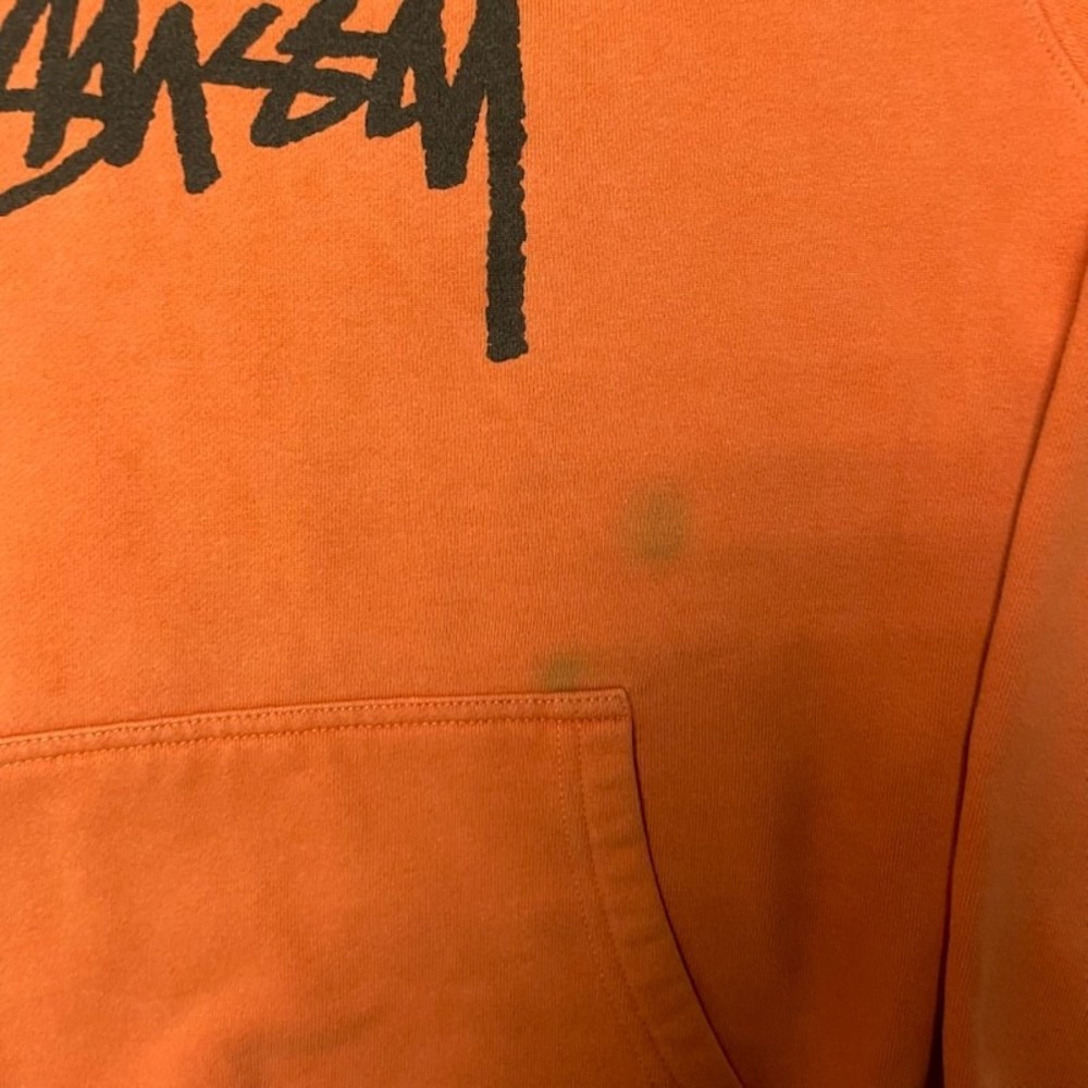 Big Logo Pullover Hoodie Men Medium Orange Stussy - Picture 6 of 11
